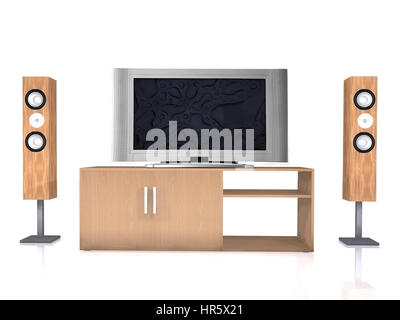 home theatre system made in 3d over white Stock Photo