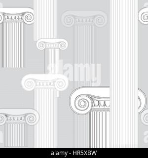 Classic columns seamless background. Roman Engraving background for architectural design Stock Vector