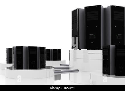 abstract computer network in 3d over a white background Stock Photo