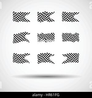 Racing background set collection of 9 checkered flags vector illustration. EPS10 Stock Vector