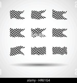 Racing background set collection of 9 checkered flags vector illustration. EPS10 Stock Vector
