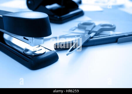 cyan office objects Stock Photo