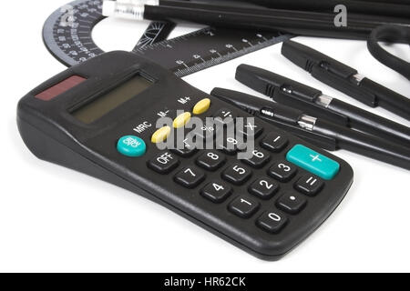 black office utencils over white Stock Photo