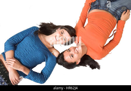 beautiful girls on the floor over white Stock Photo - Alamy