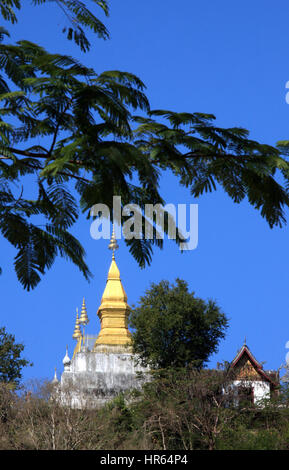 Laos, Luang Prabang, That Chomsi, buddhist stupa, Stock Photo