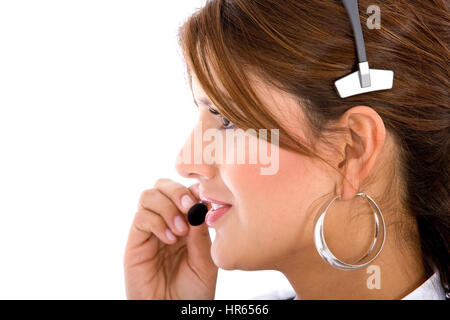 business customer support operator woman profile - isolated Stock Photo