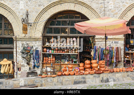 Sheki, Azerbaijan - September 13, 2016: Souvenir shop at Upper caravanserai. Sheki is small city situated in northern Azerbaijan in the southern part  Stock Photo