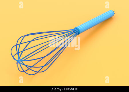 3d rendering wire whisk on yellow background Stock Photo