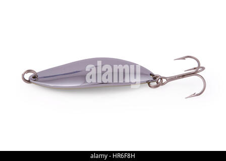 Silver fishing bait isolated on white background with soft shadow Stock Photo