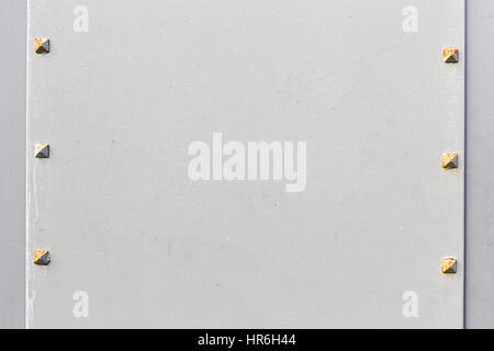 Metal plate with rivets Stock Photo