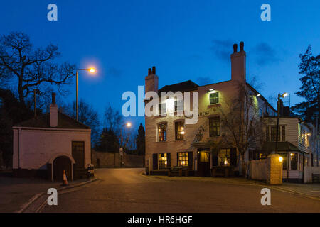 The Spaniards Inn in Hampstead, London at blue hour in winter Stock Photo