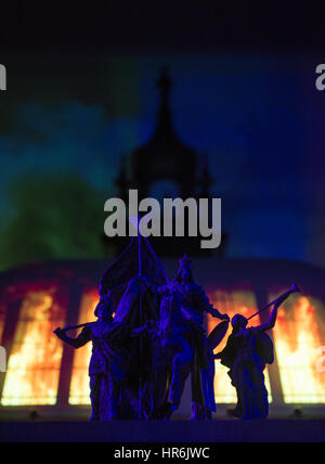Berlin, Germany. 27th Feb, 2017. A recreation of the fire in the Reichstag building from 1933 can be seen at the miniature world 'Little Big City' in Berlin, Germany, 27 February 2017. The Reichstag building was burning in the night betwee 27 and 28 February 1933. Photo: Christina Sabrowsky/dpa/17�Թ����� Live News Stock Photo
