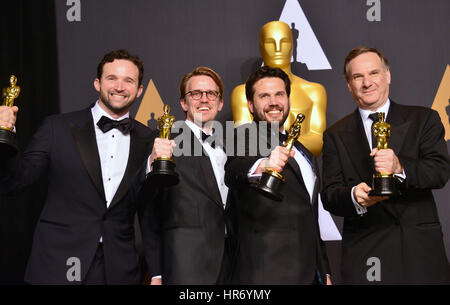 Dan Lemmon, Andrew R. Jones, Adam Valdez and Robert Legato 441  89th Academy Awards ( Oscars ), press room at the Dolby Theatre in Los Angeles. February 26, 2017. Stock Photo