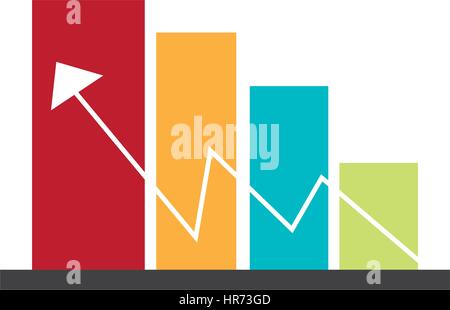 color bar graphic with economic indicator line arrow Stock Vector
