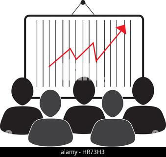 group of people and economic growth indicator table Stock Vector