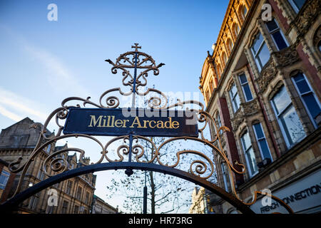 Interior victorian tiled Miller Arcade Preston City Centre a ornate shopping complex designed around style Burlington arcade London, Stock Photo