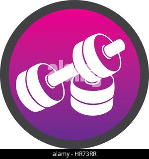 frame with colorful background with silhouette set dumbbell Stock Vector