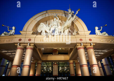 Exterior grand entrance for  Intu Great Hall Orient, Trafford Centre at shopping mall centre complex Dunplington, Manchester, England, UK. Stock Photo