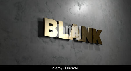 Blank - Gold sign mounted on glossy marble wall  - 3D rendered royalty free stock illustration. This image can be used for an online website banner ad Stock Photo