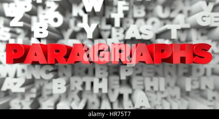PARAGRAPHS -  Red text on typography background - 3D rendered royalty free stock image. This image can be used for an online website banner ad or a pr Stock Photo