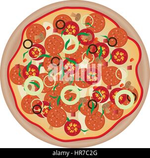 sticker color pizza icon Stock Vector