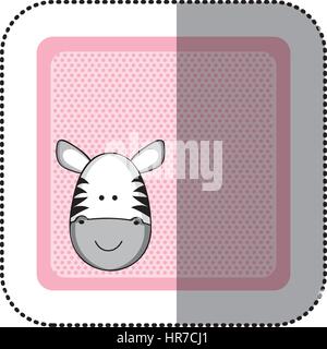 sticker colorful greeting card with picture zebra animal Stock Vector