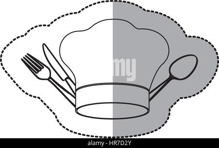 figure hat with cutlery icon Stock Vector