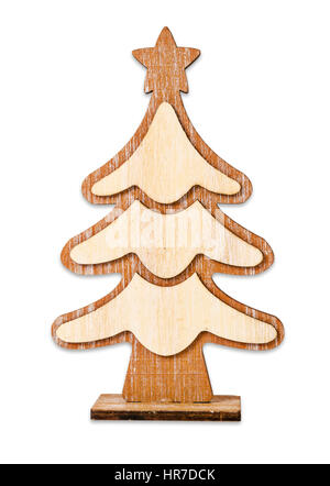 Wooden Christmas Tree isolated on white Stock Photo - Alamy
