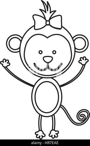 figure teddy monkey bow head Stock Vector