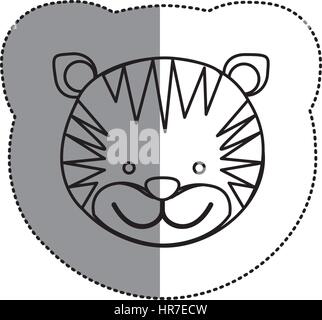 contour face tiger icon Stock Vector