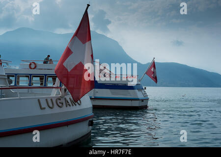 SNL Lugano on Lake Lugano Stock Photo