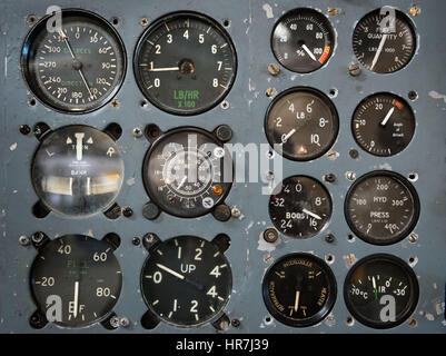 Vintage flight instrumenets from second World war era aircraft. Stock Photo