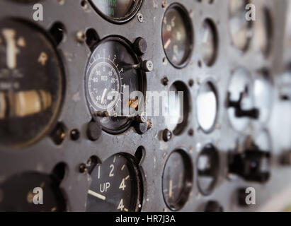 Vintage flight instrumenets from second World war era aircraft. Stock Photo