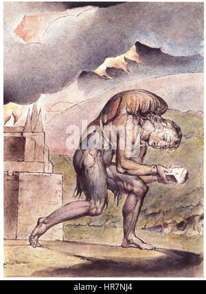 William Blake - John Bunyan - Cristian Reading in His Book - Frick Collection New York Stock Photo