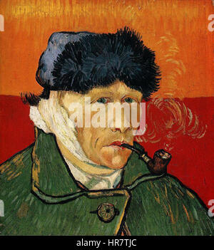 Vincent van Gogh - Self Portrait with Bandaged Ear and Pipe Stock Photo