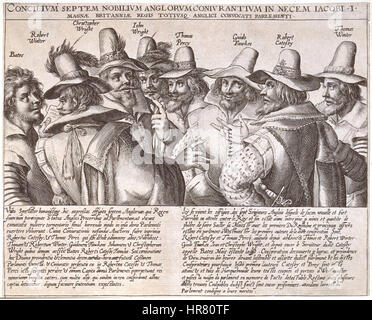 The Gunpowder Plot Conspirators, 1605 by Crispijn van de Passe the Elder Stock Photo