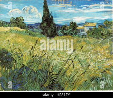 Vincent van Gogh - Green Wheat Field with Cypress Stock Photo