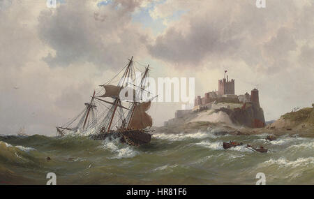 Vilhelm Melbye - In dangerous waters off Bamburgh Castle, Northumberland Stock Photo