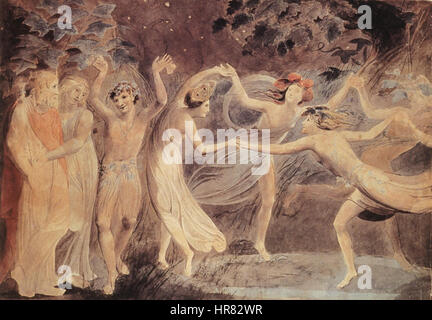 William Blake - Oberon, Titania and Puck with Fairies Dancing Stock Photo