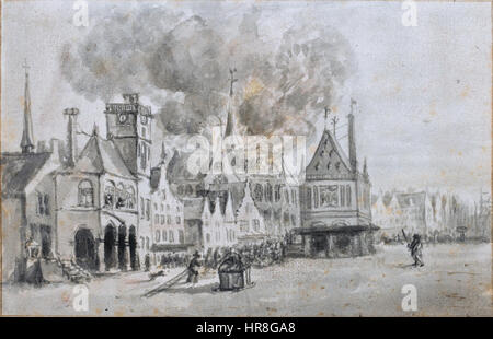 Egbert van der Poel's painting depicts the dramatic explosion of the ...