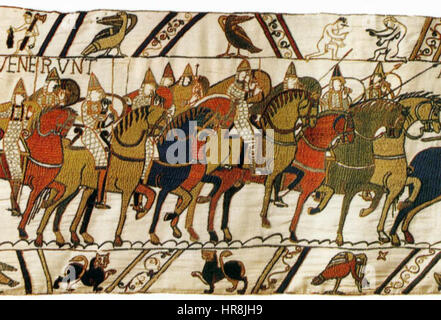 A detailed section of the Bayeux Tapestry depicting Harold and his ...