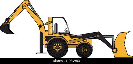 yellow backhoe icon image  Stock Vector