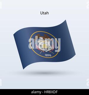 Waving Flag Of Utah Is A State Of Usa On White Background. Banner Or 