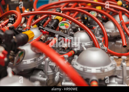 high pressure pumps to the crowd Stock Photo