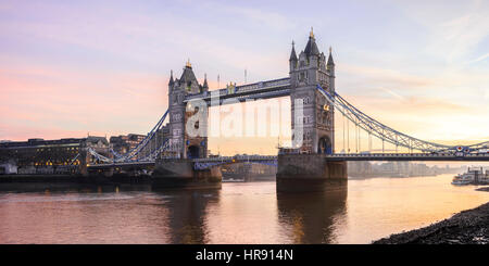 Panoramic view of Tower Bridge and River Thames, London, UK Stock Photo