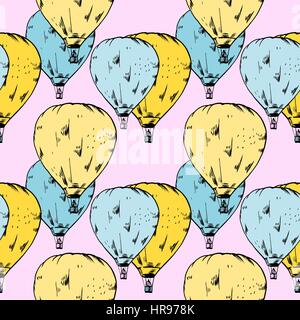 vector seamless pattern of hot air baloon Stock Vector