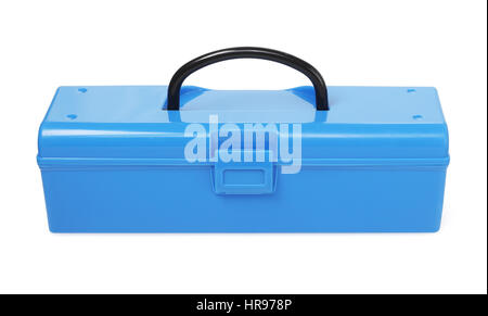Blue Plastic Handy Box on White Background Stock Photo