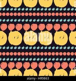 Vector seamless pattern with circles brush strokes. Colorful doodle. Grunge background with lines. Abstract hand drawn illustration. Stock Vector