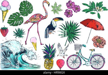 Icons set of summer traveling Stock Vector