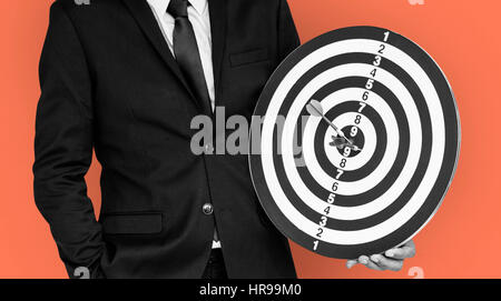 Man Suit Darts Bullseye Concept Stock Photo